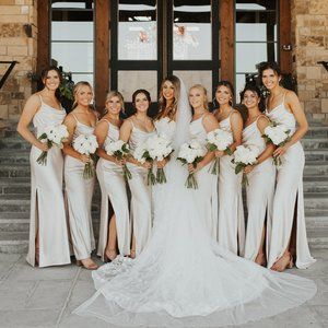 Revelry Skye Satin Dress - color 702/ soft champagne 🍾